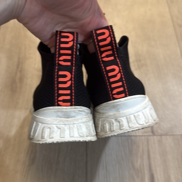 MIU MIU PRADA 5E088D BLACK KNIT MESH BUNGEE LACE SOCK SNEAKERS 37.5 US 7.5 - Picture 4 of 6